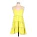 Zara Casual Dress - Mini V Neck Sleeveless: Yellow Solid Dresses - Women's Size Large