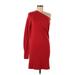 KF/KaufmanFranco Collective Casual Dress - Party One Shoulder Long sleeves: Red Print Dresses - Women's Size Medium