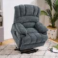 Latitude Run® High Back Large Size Chenille Power Lift Recliner Chair Chenille in Gray/Blue | 42 H x 42 W x 39 D in | Wayfair