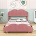 Charlton Home® Darylann Low Profile Platform Bed Wood & /Upholstered/Velvet in Pink/Black | 39 H x 56 W x 78 D in | Wayfair