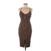 Likely Casual Dress - Midi V Neck Sleeveless: Brown Leopard Print Dresses - Women's Size 6