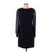 Camilyn Beth Casual Dress - Shift Crew Neck Long sleeves: Black Print Dresses - Women's Size 4