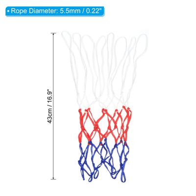 6Pcs 8 Loops PP Mini Basketball Hoop Net Replacement Rim Nets, White Red Blue