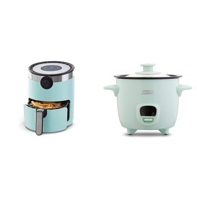 Air Fryer + Oven Cooker with Digital Display + 8 Presets, Temperature, Mini Rice Cooker Steamer with Nonstick Pot, Keep Warm