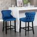 Contemporary Velvet Upholstered Wing-Back Barstools with Button Tufted Decoration Leisure Style Bar Chairs