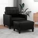 vidaXL Sofa Chair with Footstool Black 23.6" Faux Leather - 30.7" x 30.3" x 31.5"