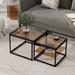 Nested Coffee Table Set,Tempered Glass Cocktail Table with Metal Frame,Adjustable 2-Tier Center&End Table for Living Room