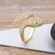 Trendy Gold Farbe Schlange Offenen Ring Für Frauen Einstellbar Exquisite Shiny Zirkonia Finger Ring