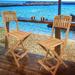 Teak Wood Beachside Outdoor Patio Folding Barstool with Carry Handle