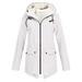 iOPQO Womens Jacket Rain Jacket Women Women Outdoor Loose Plush Solid Plus Thick Warm Women Hooded Raincoat Size Windproof Winter Outdoor Women s Coat Coats for Women Winter Coat White L