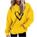 Diufon Womens Valentines Day Hoodies Spring Long Sleeved Hooded Tunic Tops Fashion Print Hooded Sweatshirt (Large Yellow)