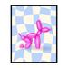 Poster Master Balloon Dog Poster - Pink Pooping Dog Print - Balloon Art - Checkered Art - Trendy Art - Funny Bathroom Decor - Guest Bath Decorations - Humorous Restroom Decor - 8x10 UNFRAMED Wall Art