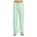 QUYUON Motorcycle Pants Plaid Print Sports Casual Pants Loose Sweatpants Lounge Pants Women Long Pant Leg Length Joggers Pant Style N-1466 Green M