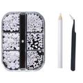 Beauty Clearance Under $15 Nail Accessories Japanese Semi-Circle Flat-Bottomed Round Pearl Nail Drill Set Multicolor