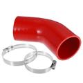 Unique Bargains 1 Set 45 Degree 2.8 Inch to 3.0 Inch ID 4Ply Elbow Reducer Silicone Hose with Clamps Red 70-76mm