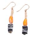 Sparkles at Night,'Eco-Friendly Recycled Glass Beaded Dangle Earrings'