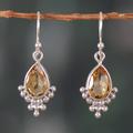 Sublime Dream,'Sterling Silver and Citrine Dangle Earrings Made in India'