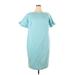 Talbots Casual Dress - Mini Crew Neck Short sleeves: Teal Dresses - Women's Size 14