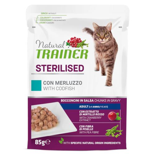 12 x 85 g Natural Trainer Adult Sterilised Kabeljau Nassfutter Katze