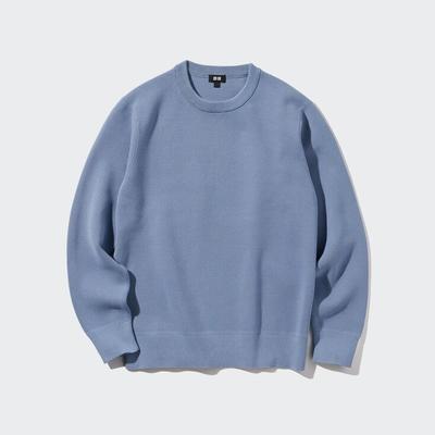 Uniqlo - Cotton Washable Milano Ribbed Crew Neck Jumper - Blue - 3XL