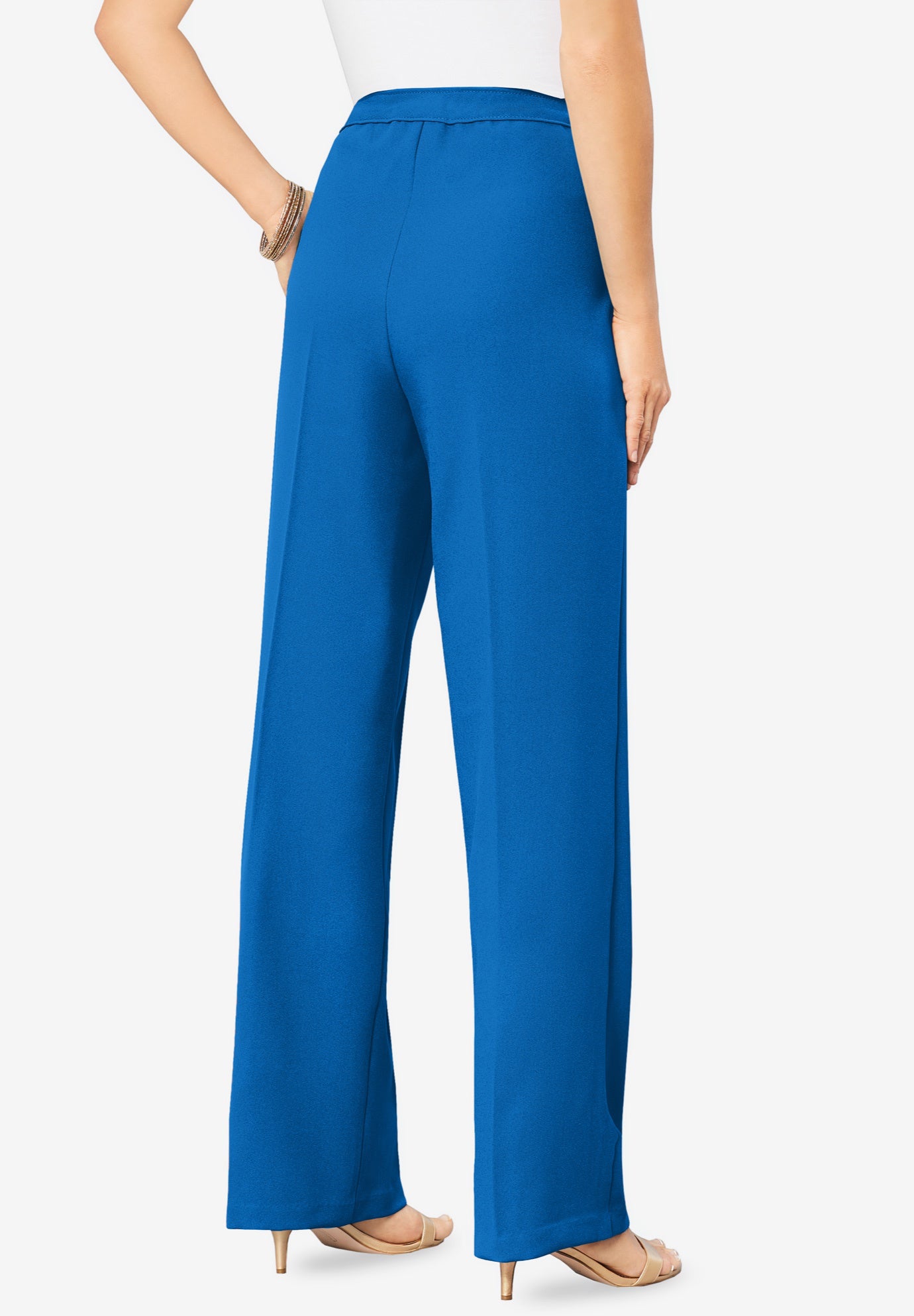Plus Size Women's Plus Size Wide Leg Bend Over® Pant by Roaman's in Vivid Blue (Size 32 WP)