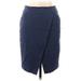 Ann Taylor LOFT Casual Wrap Skirt Knee Length: Blue Bottoms - Women's Size 6