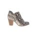 Fergalicious Ankle Boots: Slip-on Stacked Heel Casual Gray Snake Print Shoes - Women's Size 7 - Almond Toe