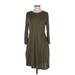 24/7 Maurices Casual Dress - A-Line Crew Neck 3/4 sleeves: Green Print Dresses - Women's Size Small