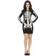 FIESTAS GUIRCA Skelett Kostüm – Schwarzes Skelett Minikleid Halloween Kostüm Erwachsene Damen Größe 36-38 M