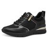 Sneaker TAMARIS, Damen, Gr. 35, gold (schwarz, goldfarben), Textil, Lederimitat, Lacksynthetik, kontrastfarbene Details, sportlich, Schuhe Sneaker, mit Reißverschluss, Freizeitschuh, Halbschuh, Schnürschuh