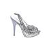 Nina Heels: Silver Snake Print Shoes - Women's Size 7 1/2 - Peep Toe