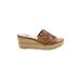 Kanna Spain Wedges: Slide Platform Casual Tan Solid Shoes - Women's Size 39 - Open Toe