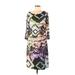 J. Peterman Casual Dress - Shift: Purple Acid Wash Print Dresses - Women's Size 8