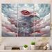 Design Art Majestic White Bird In The High Skies II - Animals Bird Wall Decor Set Metal in Blue/Red/White | 40 H x 60 W x 1 D in | Wayfair