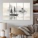 Design Art Asian Art Sailboat Sumi III - Asian Art Canvas Print - 4 Panels Canvas in Gray | 28 H x 48 W x 1 D in | Wayfair PT65398-271