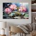 Design Art China Art Lotus Pond I - Chinese Canvas Wall Art - 4 Panels Canvas in Green/Pink | 28 H x 48 W x 1 D in | Wayfair PT68439-271