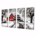 Design Art Red & Grey Farmhouse Traditions - Farm Wall Decor - 4 Panels in Blue/Red | Wayfair PT71031-271