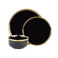 Godinger Silver Art Co Hillcrest 12 Piece Gold Rim Dinnerware Set, Service For 4 Porcelain/Ceramic in Black | Wayfair 87468