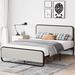 Ebern Designs Koumarianos Bed Upholstered/Metal in White | 39.7 H x 60.5 W x 83.1 D in | Wayfair 80CA4A3AAD1E41809BD36D8B1869C0A2