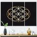 House of Hampton® Sacred Geometry Seal In Gold On V On Canvas 3 Pieces Print Metal in Black | 32 H x 48 W x 1 D in | Wayfair