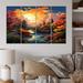 Millwood Pines Glorious Sunset Over Beautiful Autumn Garden - Lakes & Rivers Wall Art Print - 4 Panels in Yellow | Wayfair