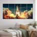 Ebern Designs Vintage Spaceship Rocket II On Canvas 5 Pieces Print Canvas in Blue/Green/White | 28 H x 60 W x 1 D in | Wayfair