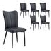 Corrigan Studio® Lyne Tufted Wing Back Parsons Chair Faux Leather/Upholstered/Metal in Black | 35 H x 17.7 W x 17.3 D in | Wayfair