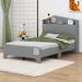 Isabelle & Max™ Aladina Wooden House Bed w/ Storage Headboard Metal in Gray | 44.4 H x 42 W x 81.8 D in | Wayfair 54FEA9BB208443B881E326276C1B6E76
