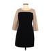 Talbots Casual Dress - Sheath Scoop Neck 3/4 sleeves: Tan Color Block Dresses - Women's Size 8 Petite