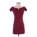 Shein Casual Dress - Mini: Burgundy Solid Dresses - Women's Size X-Small