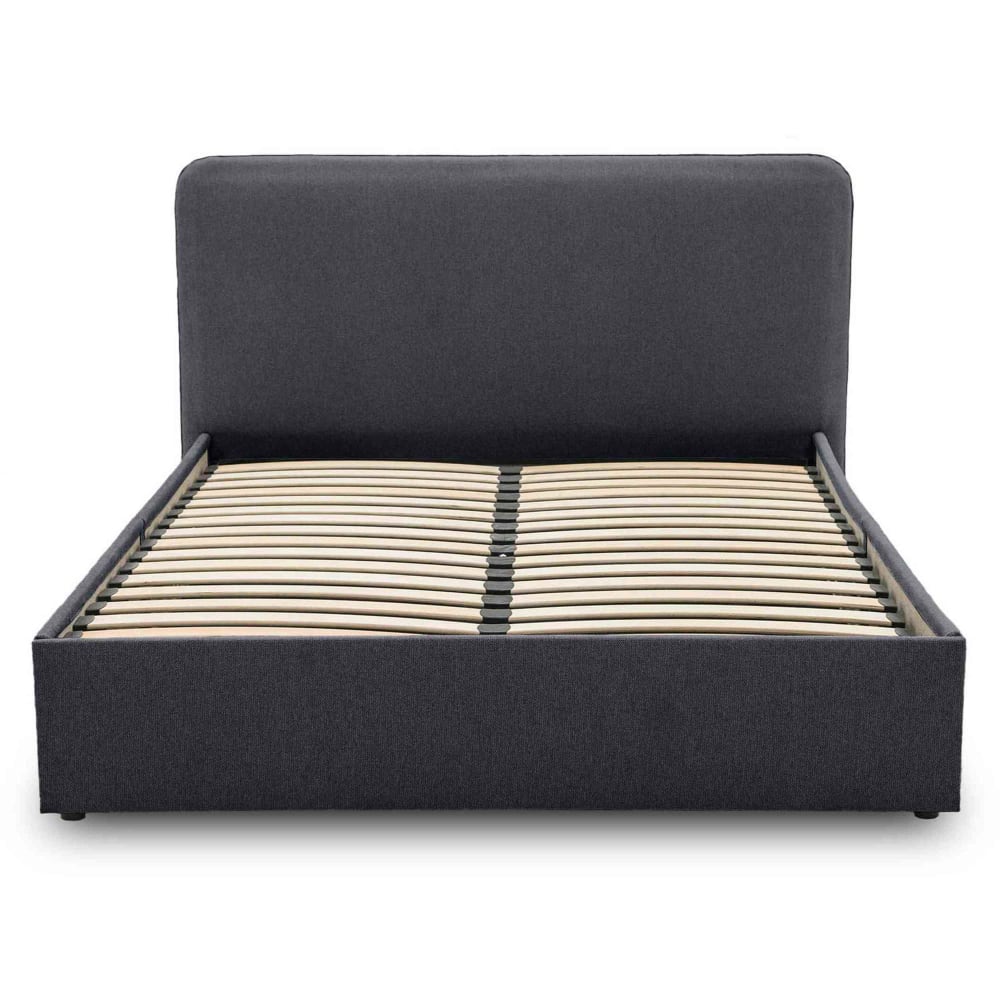 Lit coffre en Tissu 160x200 cm gris anthracite