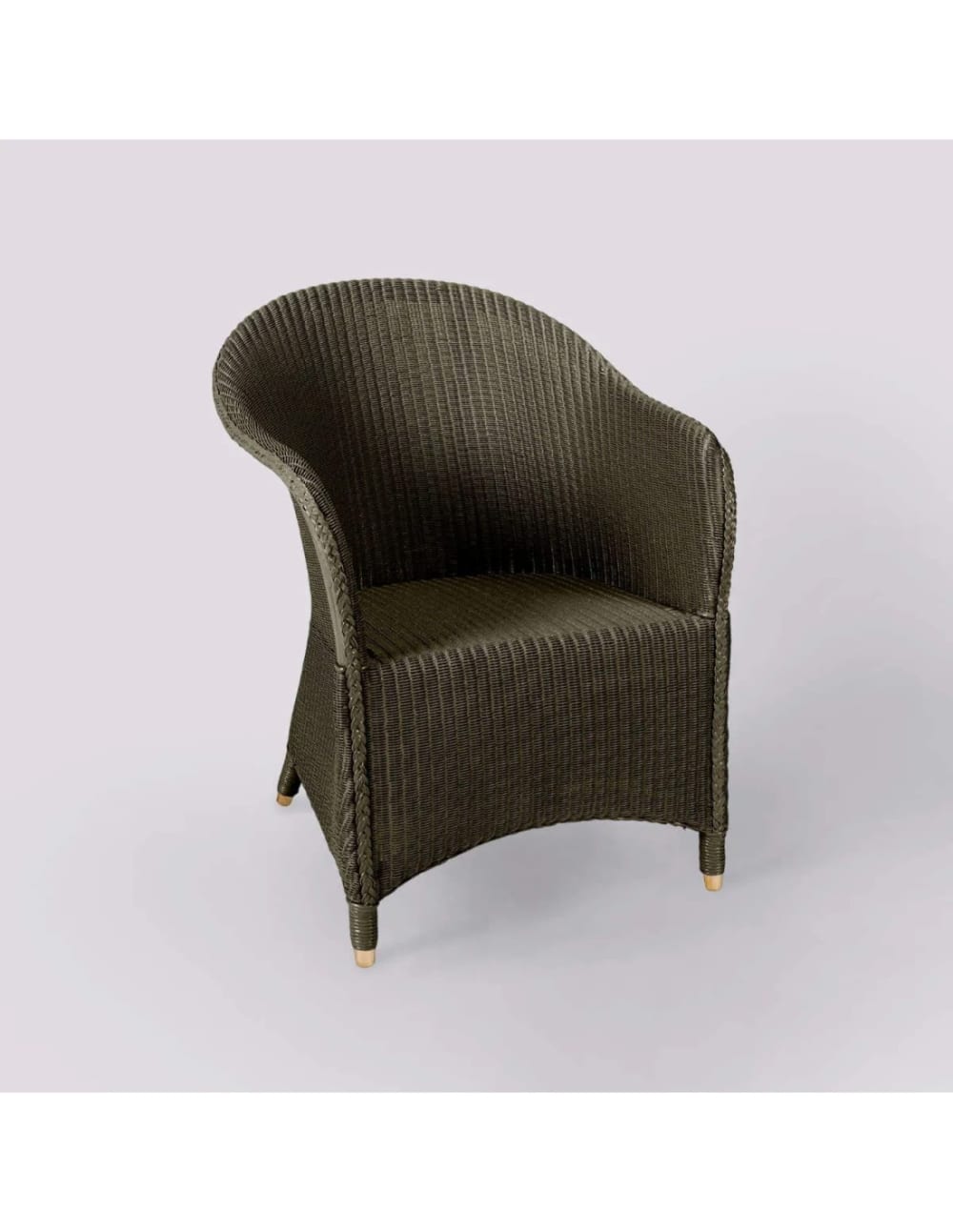 Fauteuil laqué en Lloyd Loom vert bronze