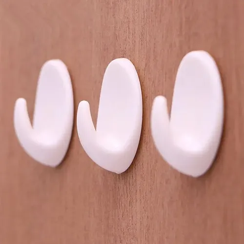 5 teile/satz Küche Bad Sticky Halter Wand Tür Haken Weiß Kunststoff Oval Selbstklebenden Aufhänger