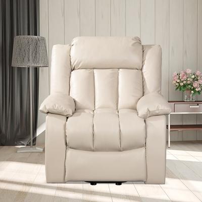 Beige Bonded Leather Massage Lift Chair for Elderly